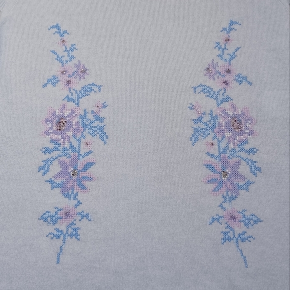 Escada Vintage 100% Cashmere Preppy Old Money Embroidered 2 Piece Cardigan - Picture 9 of 15